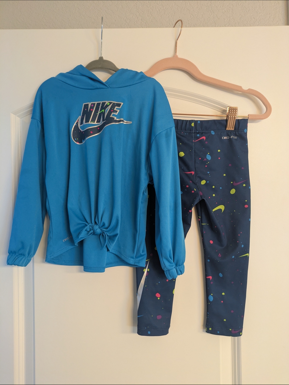 Nike Blue Pullover Hoodie with Navy Splatter Dri-FIT Leggings